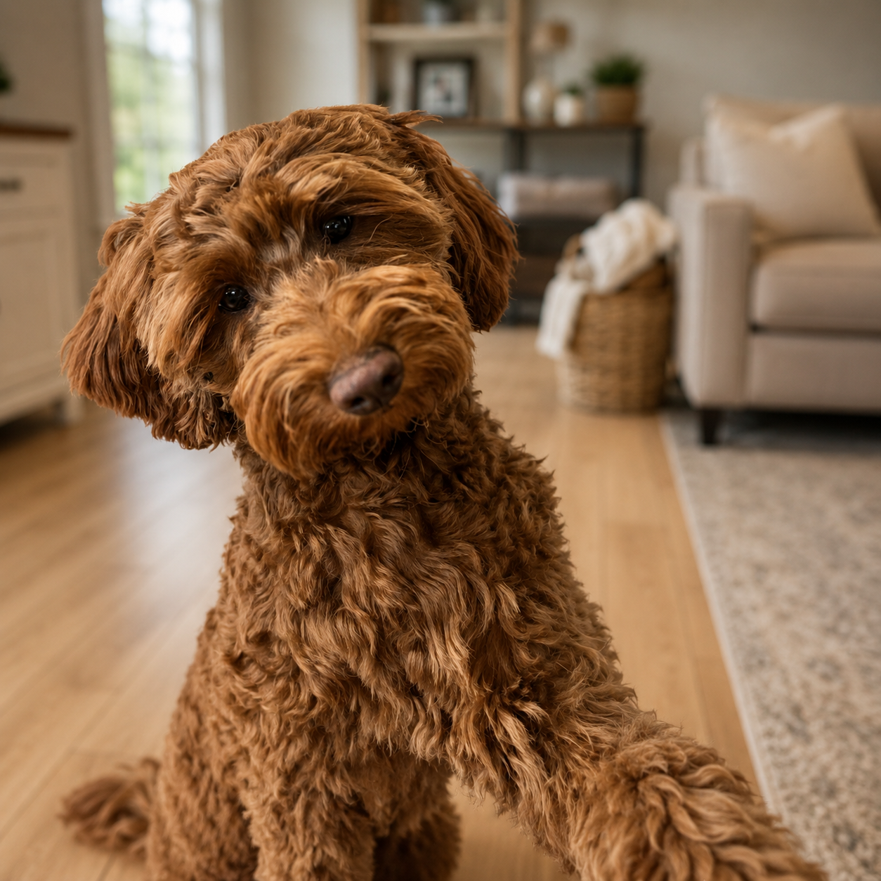 Adult Goldendoodle demonstrating the friendly temperament and personality traits families look for in a companion dog
